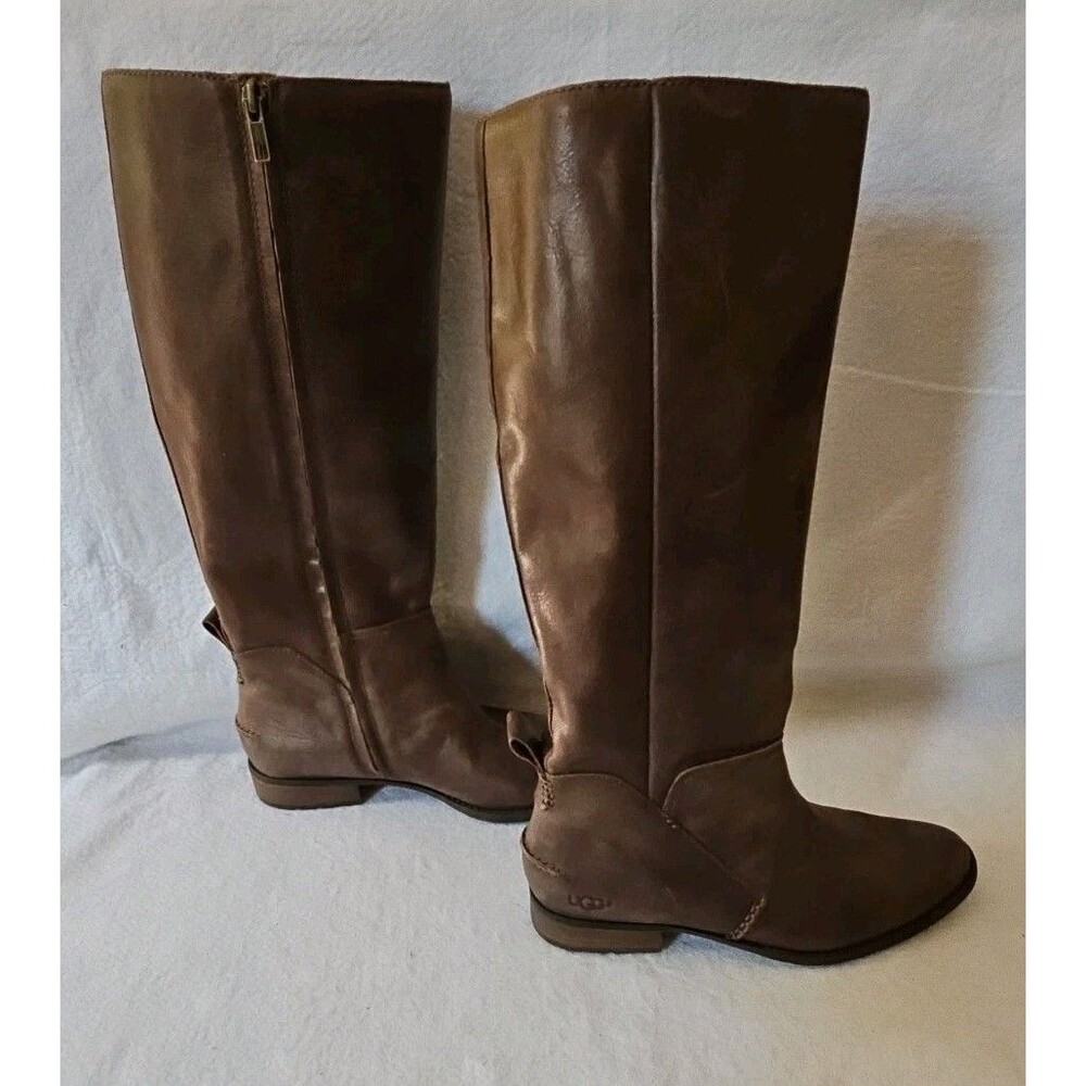 Ugg Boots Women's Leigh Brown Leather Riding Boots Size 7.5 - Picture 6 of 11